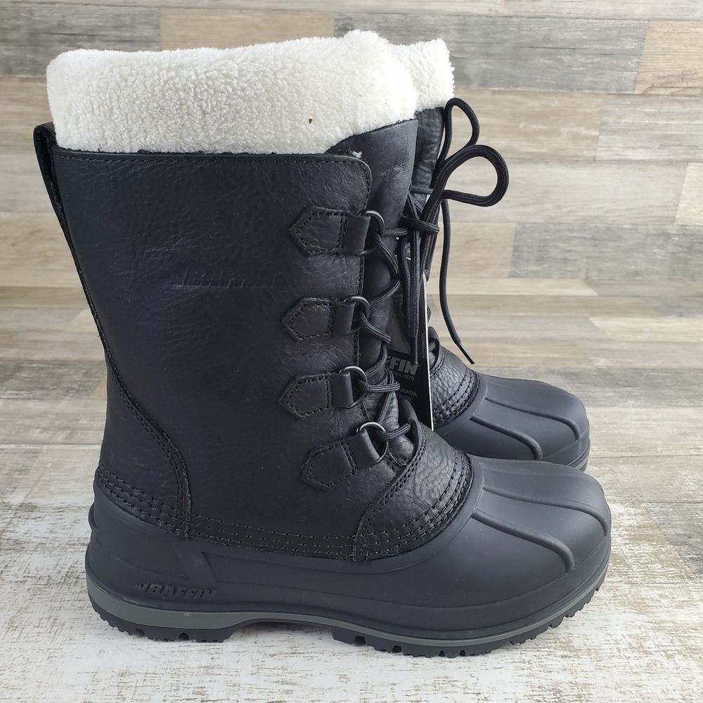Baffin Canada Womens Winter Boots Sz 9 Black Lace-Up Comfort Faux-Fur Classic